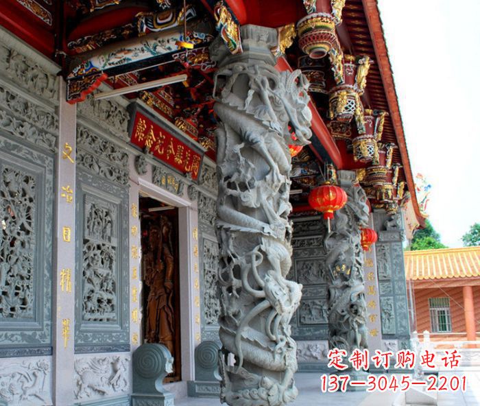 常州寺庙景观龙柱石雕