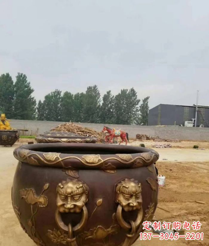 常州寺庙水缸铜雕 (4)
