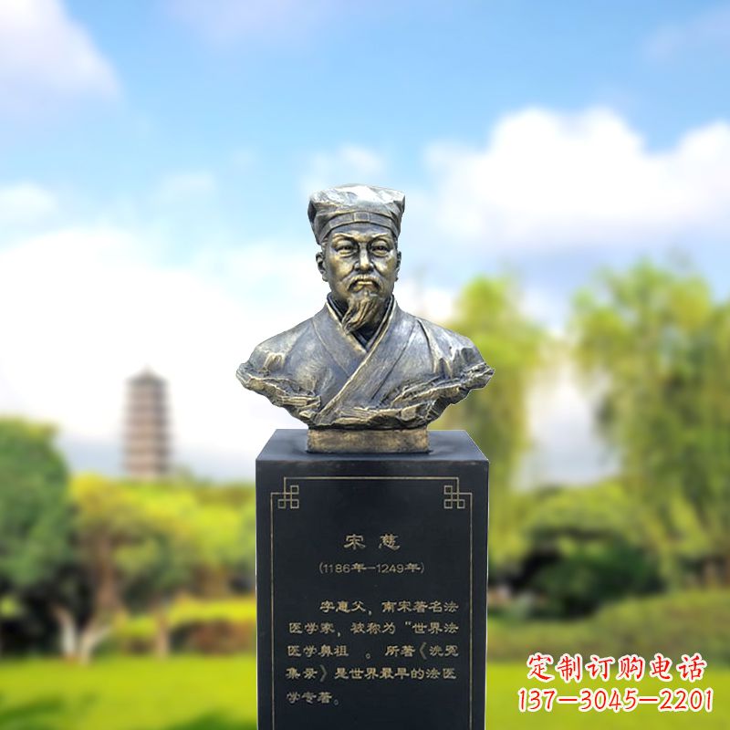 常州宋慈玻璃钢仿铜头像雕塑-医院医学院著名人物半身像