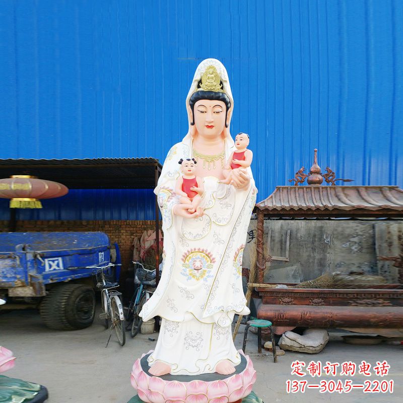 常州送子观音彩绘玻璃钢雕塑
