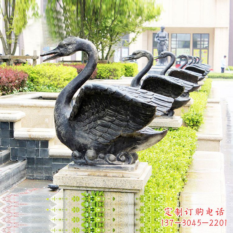常州天鹅铜雕喷水喷泉-纯铜铸造公园水渠水景动物雕塑
