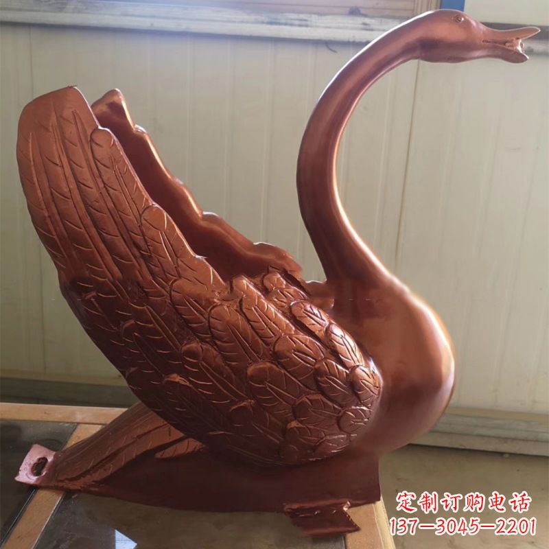 常州天鹅铜雕塑,喷泉吐水天鹅装饰摆件