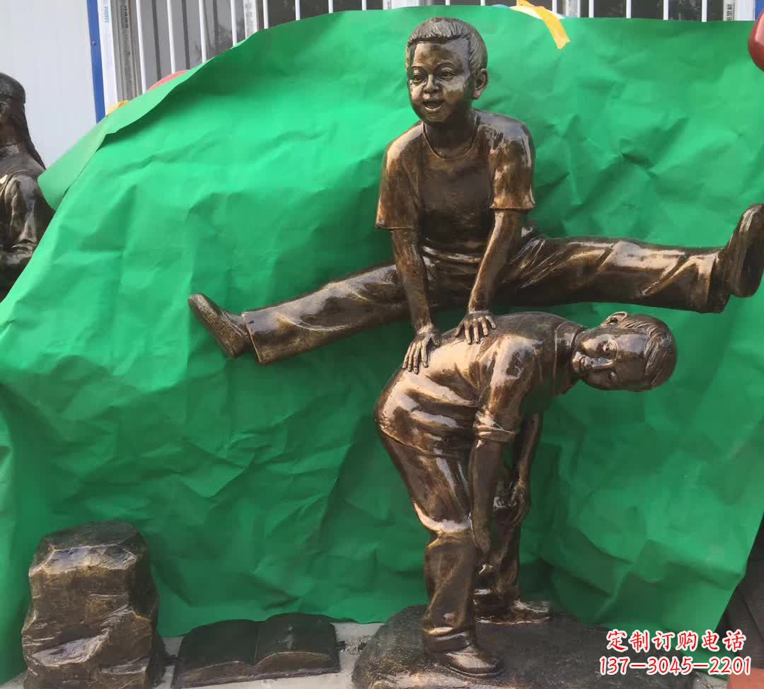 常州跳马儿童铜雕