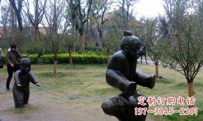 常州跳山羊公园人物铜雕