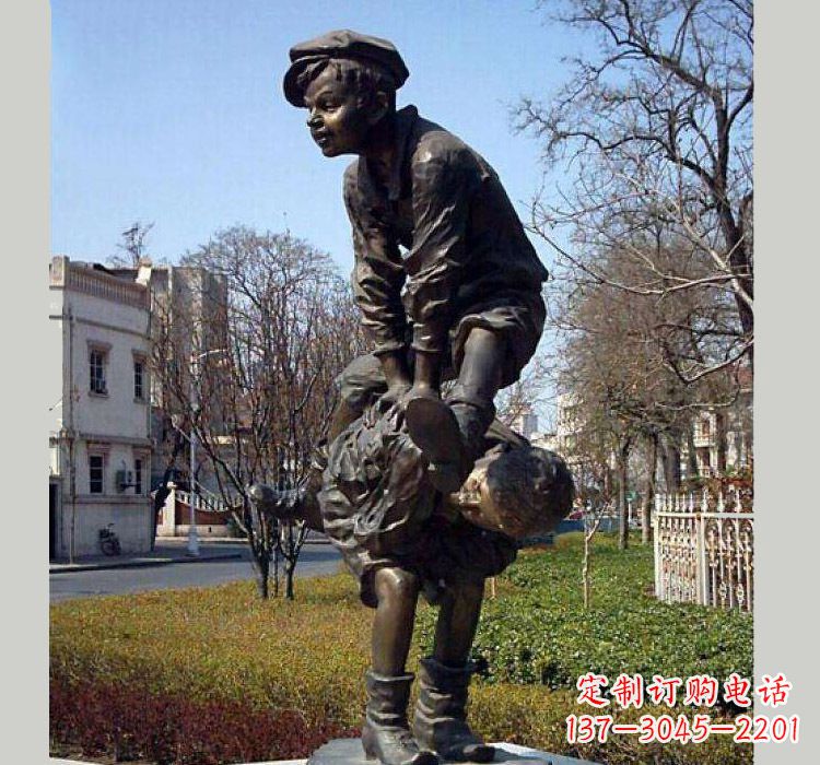 常州跳山羊人物铜雕