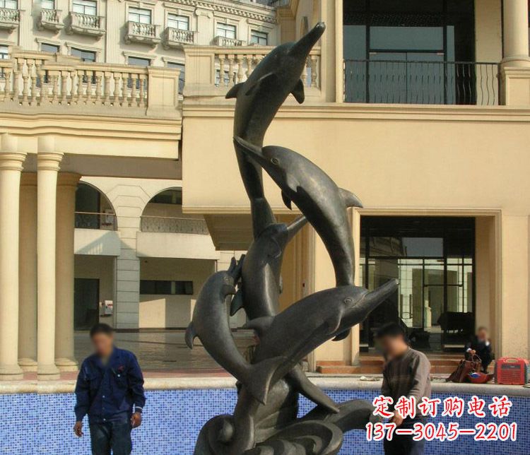 常州跳跃海豚景观铜雕
