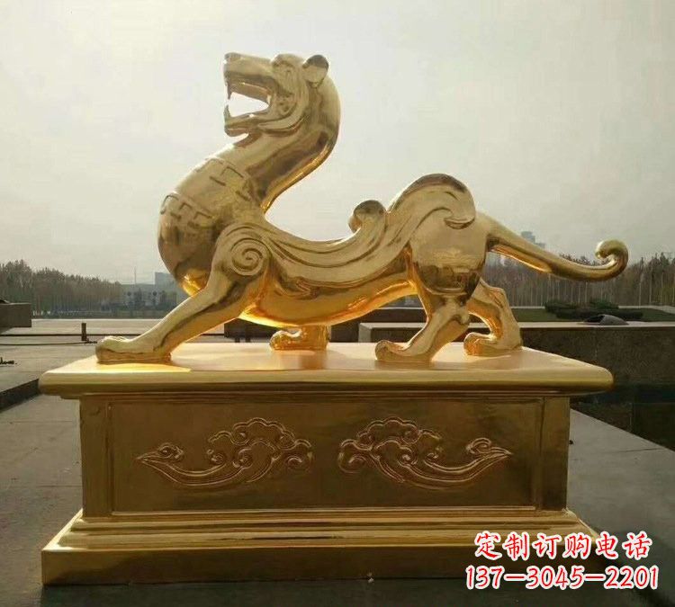 常州贴金古代神兽青龙雕塑