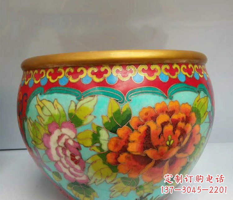 常州铜雕彩绘庭院装饰景观水缸雕塑