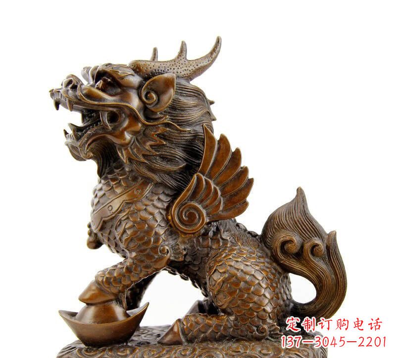 常州铜雕踩元宝麒麟