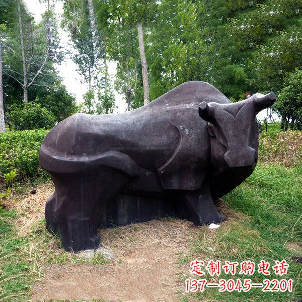 常州铜雕抽象牛-公园草坪水牛雕塑