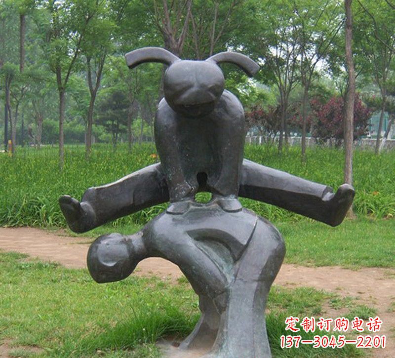 常州铜雕抽象跳山羊儿童