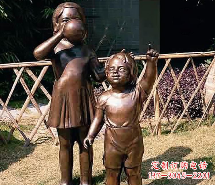 常州铜雕吹气球儿童
