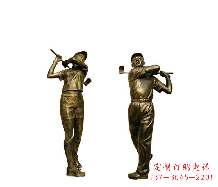 常州铜雕打高尔夫球人物雕塑