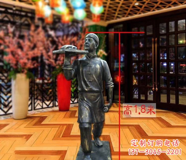 常州铜雕店小二人物雕塑 (2)