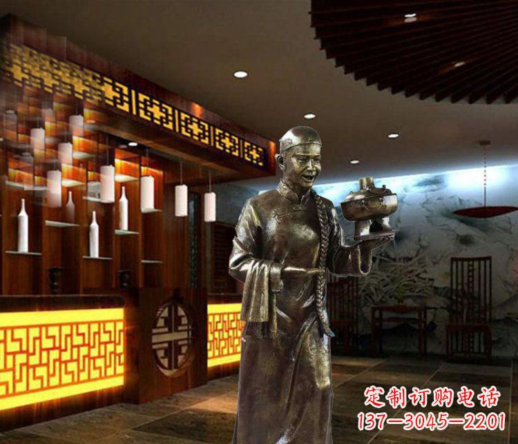 常州铜雕店小二小品人物雕塑