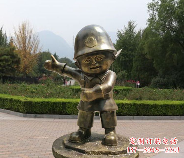 常州铜雕儿童交通警察