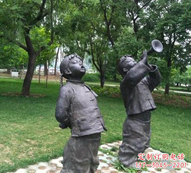 常州铜雕儿童吹唢呐