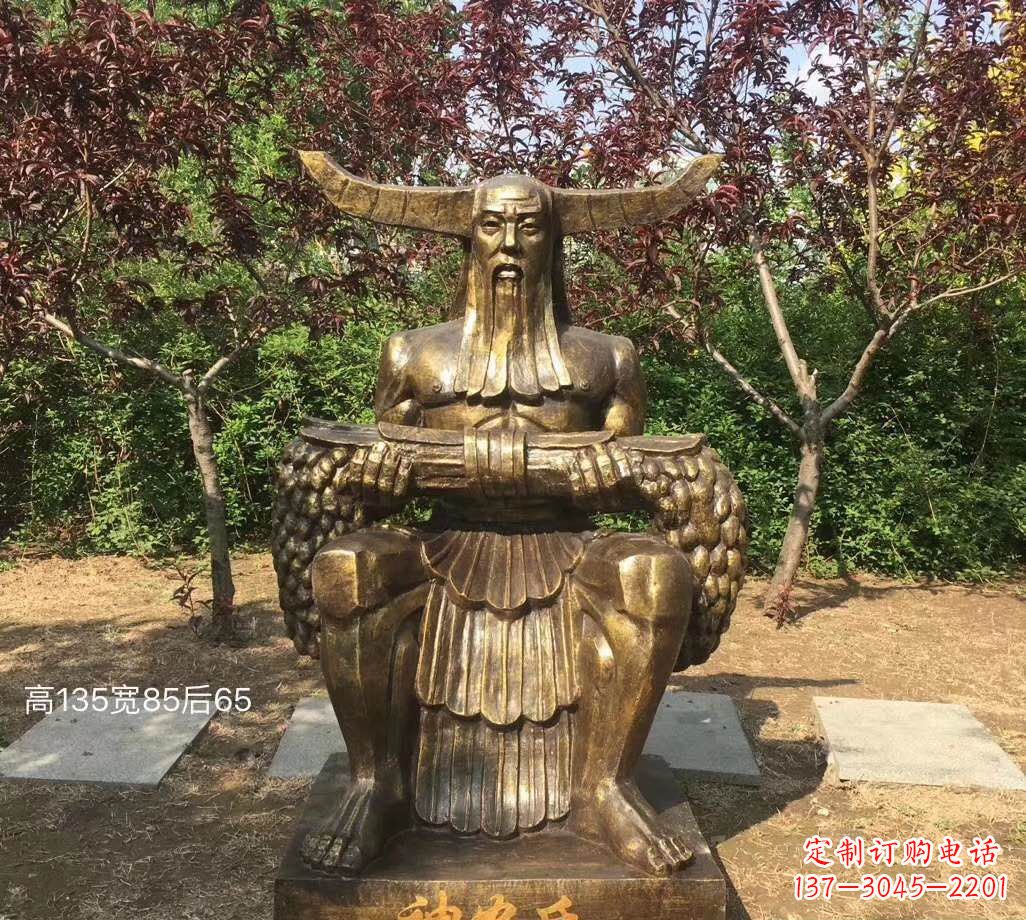 常州铜雕古代神农氏人物雕塑