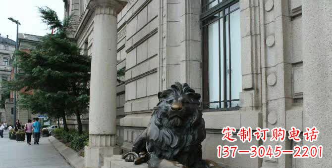常州铜雕跪姿狮子