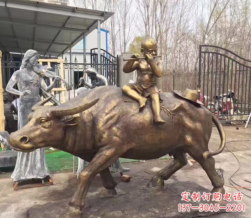 常州铜雕户外牧童骑牛