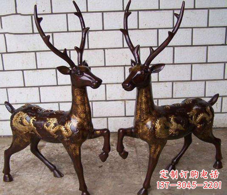 常州铜雕吉祥复古梅花鹿雕塑摆件