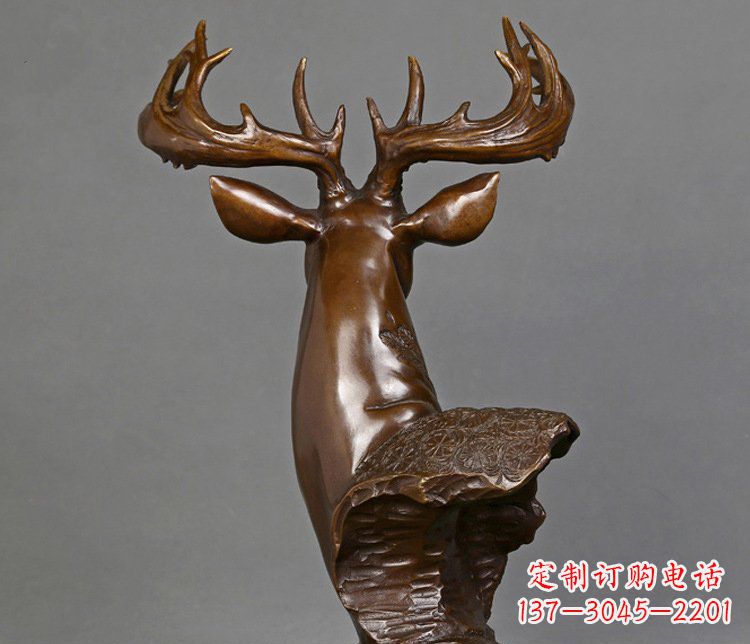 常州铜雕吉祥招财鹿头雕塑摆件