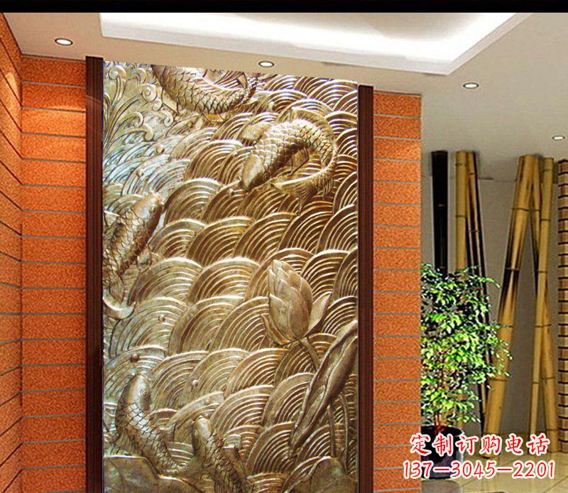 常州铜雕酒店锻造鲤鱼壁画景观摆件