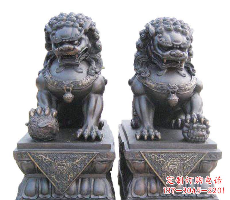 常州铜雕酒店镇宅招财狮子摆件 (2)