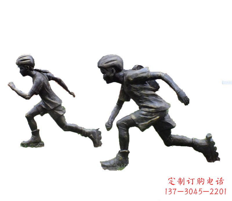常州铜雕民俗溜冰儿童摆件
