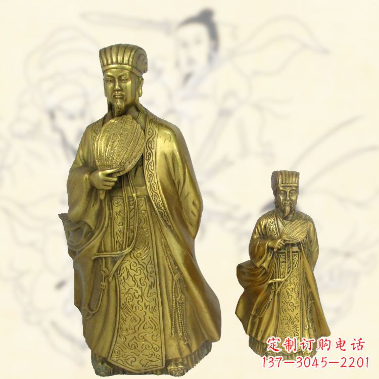常州铜雕名人诸葛亮雕像-纯铜铸造三国人物雕塑