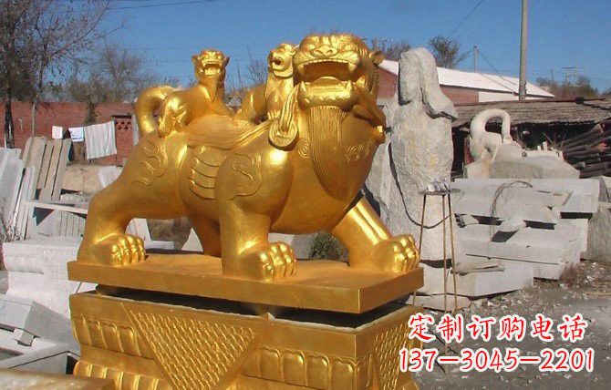 常州铜雕母子貔貅