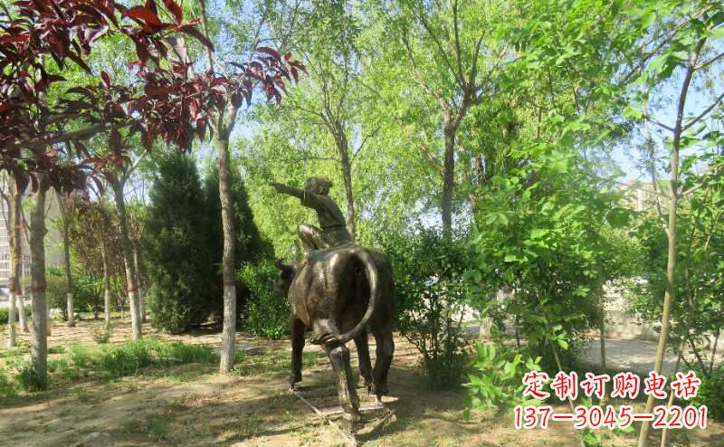 常州铜雕牧童骑牛雕塑