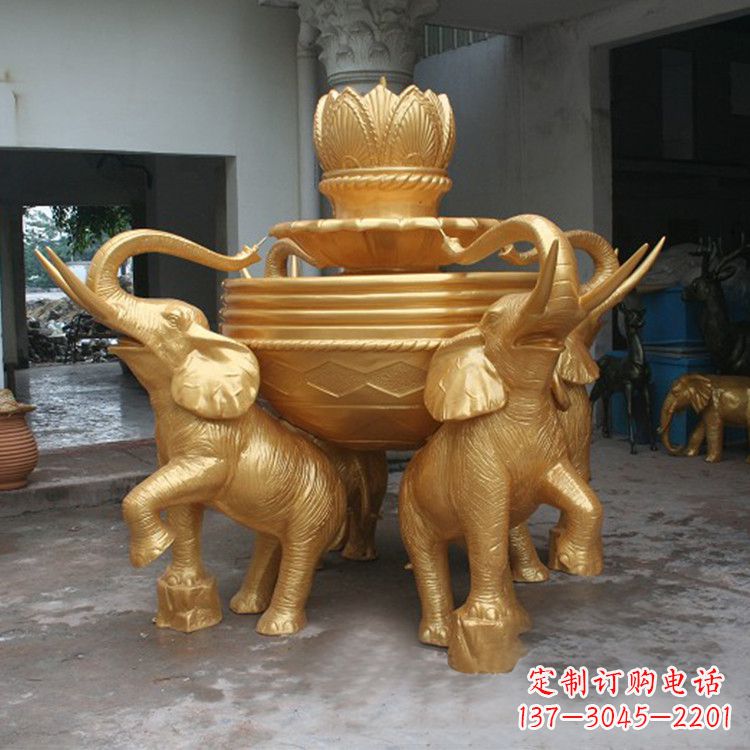 常州铜雕喷水大象雕塑
