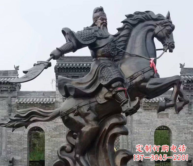 常州铜雕骑马关公广场历史人物雕塑