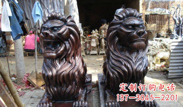 常州铜雕狮子公司门口雕塑 (2)