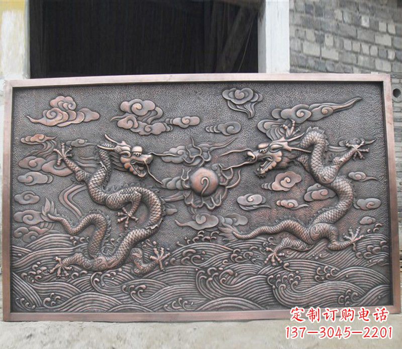 常州铜雕双龙壁画景观摆件