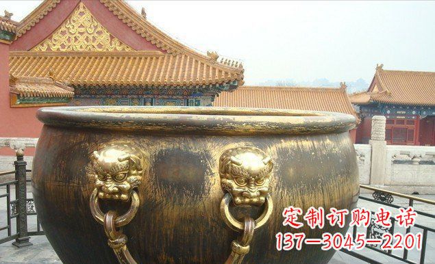 常州铜雕水缸寺庙景观雕塑 (2)