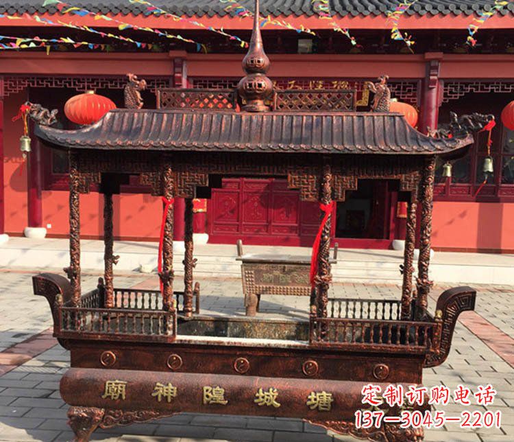 常州铜雕寺庙佛光普照香炉雕塑摆件