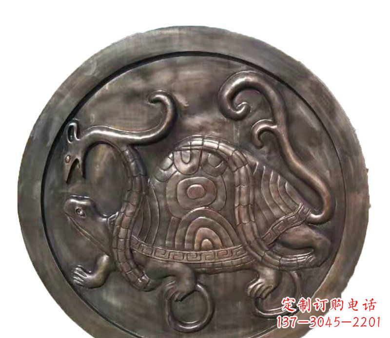 常州铜雕乌龟与蛇壁画摆件
