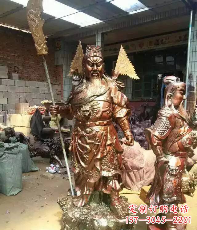 常州铜雕武财神持刀关公雕塑
