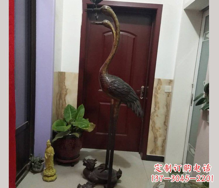 常州铜雕仙鹤踩龟雕塑摆件 (2)