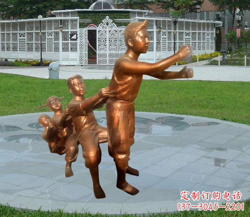 常州铜雕小区玩游戏儿童
