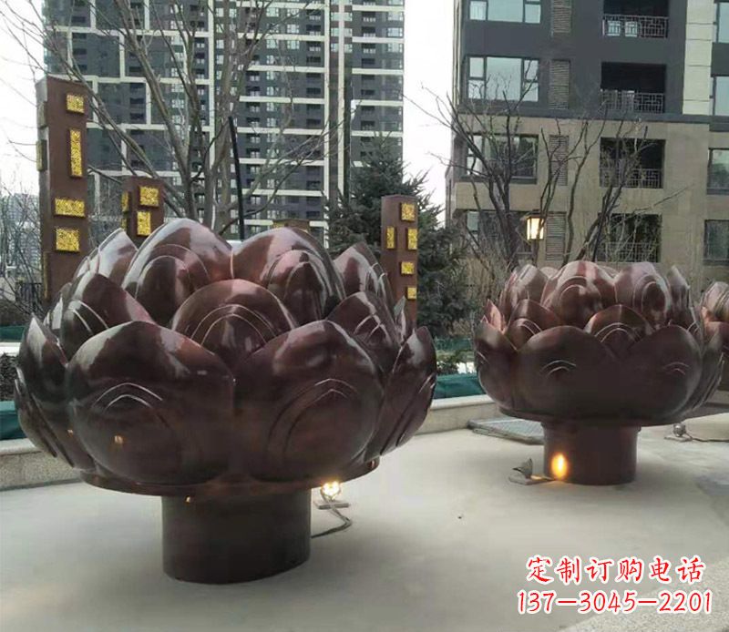 常州铜雕小区景观荷花