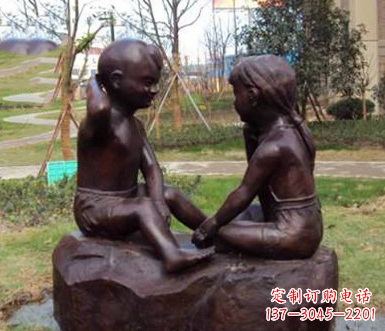 常州铜雕小区玩游戏儿童雕塑
