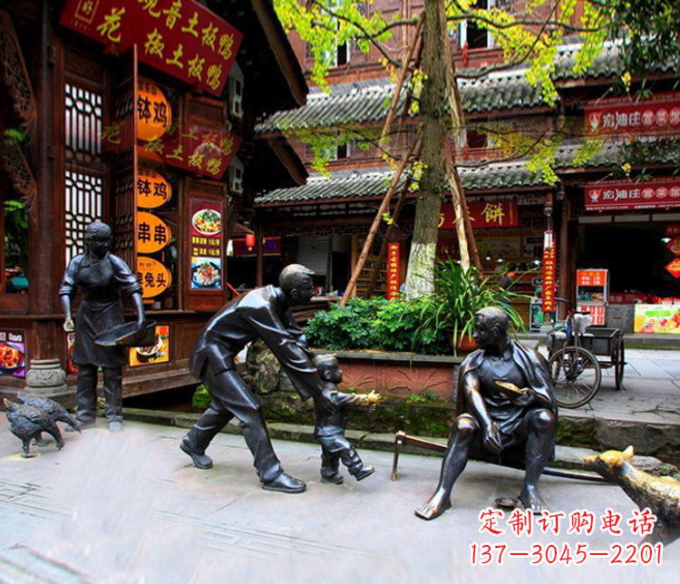 常州铜雕学走路儿童街道人物雕塑