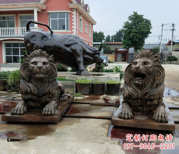 常州铜雕银行门口狮子雕塑摆件