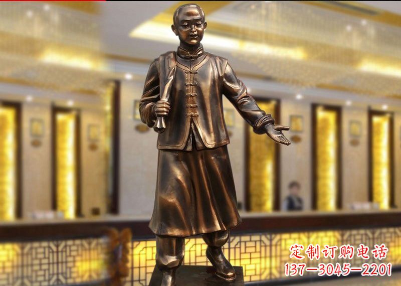 常州铜雕迎宾人物店小二