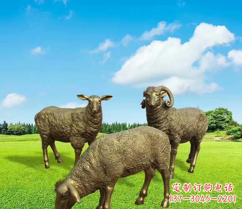 常州铜雕园林绵羊雕塑