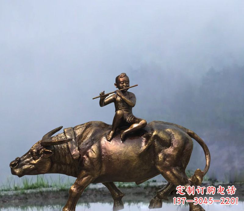 常州铜雕园林牧童骑牛
