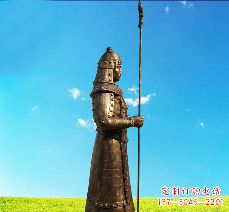 常州铜雕战士站岗古代人物雕塑